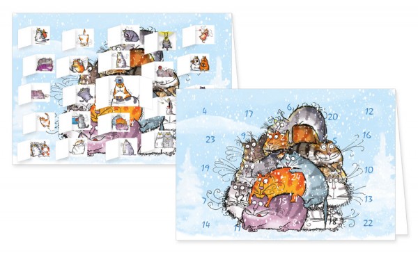 Adventskalenderdoppelkarte "Catzz - Katzenbande"