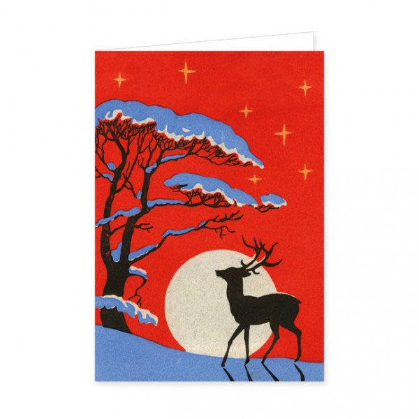 Doppelkarte " Hirsch im Schnee "