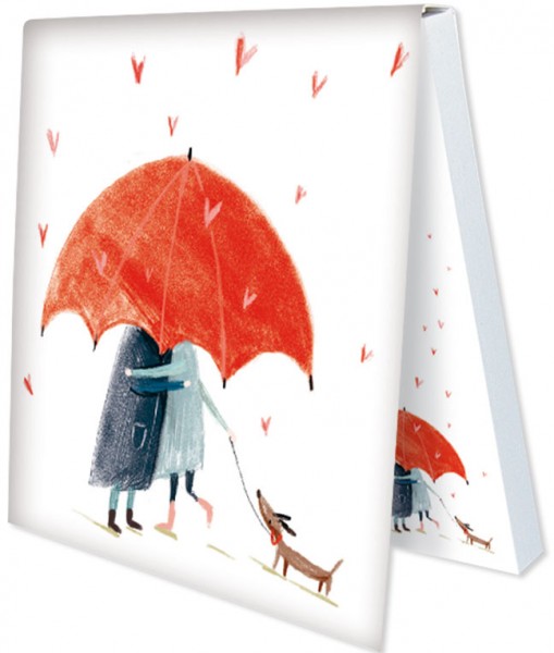 Klebezettel "Zwei unterm Schirm mit Hund"