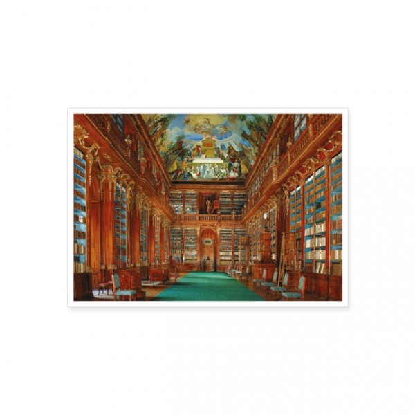 Postkarte "Bibliothek des Prämonsrtatenser Klosters Strahov in Prag"