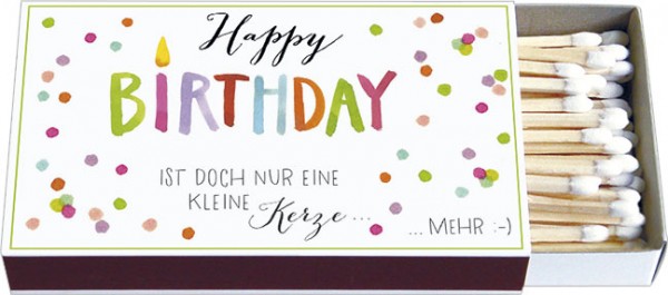 Zündholz-Schachtel 'Happy Birthday'