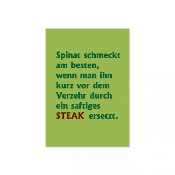 Postkarte "Spinat schmeckt am besten..."