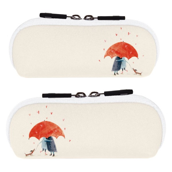 Brillenetui "Zwei unterm Schirm mit Hund"