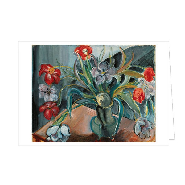 Kunst-Doppelkarte "Rote und weiße Tulpen - Alma del Banco"