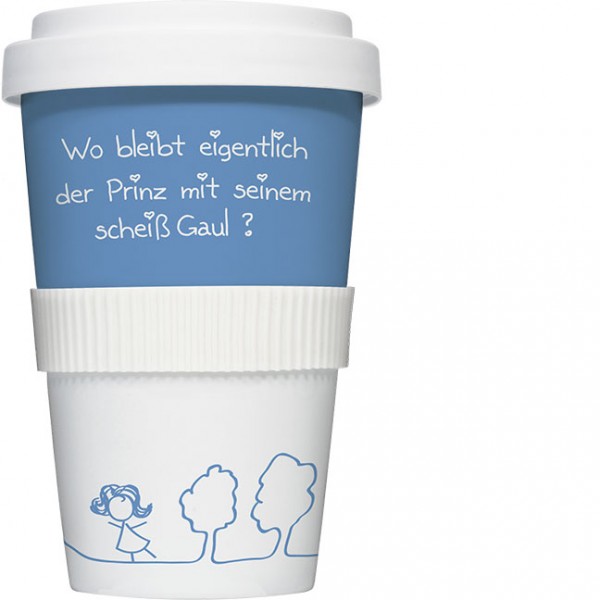 Coffee to go Becher 'Wo bleibt eigentlich...?'