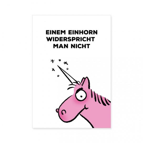 Postkarten Large "Einhorn nicht widersprechen"