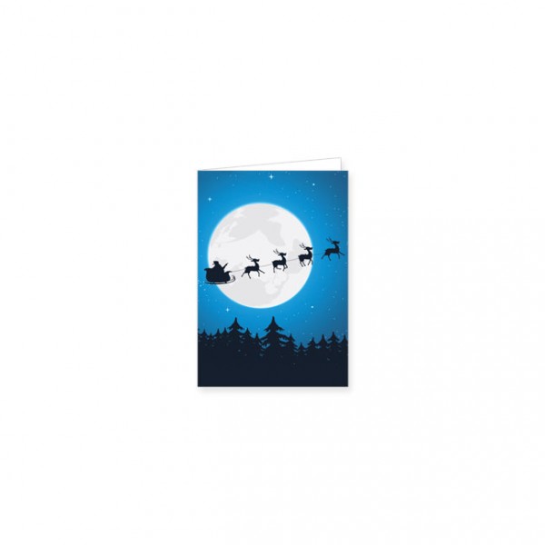 Mini-Doppelkarte X-Mas "Schlittenfahrt in Mondnacht"