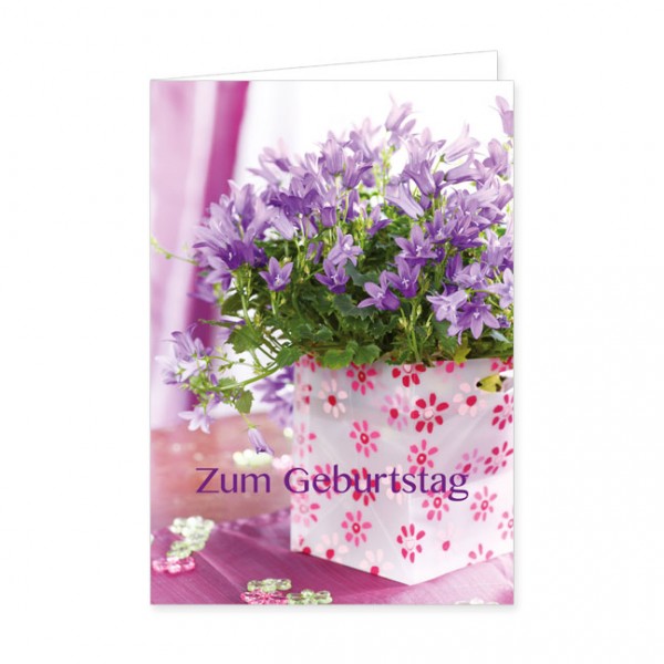 Doppelkarte "Zum Geburtstag mit Glockenblumen"
