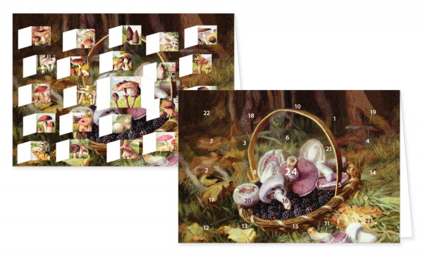 Adventskalenderdoppelkarte "Pilze"