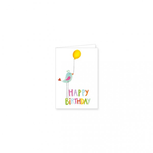 Mini-Doppelkarte "Happy Birthday mit Vogel"