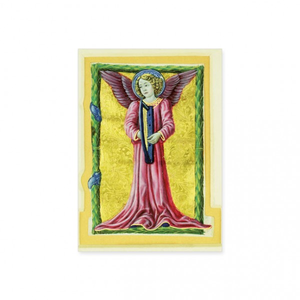 Postkarte Gold "Harfe spielender Engel"