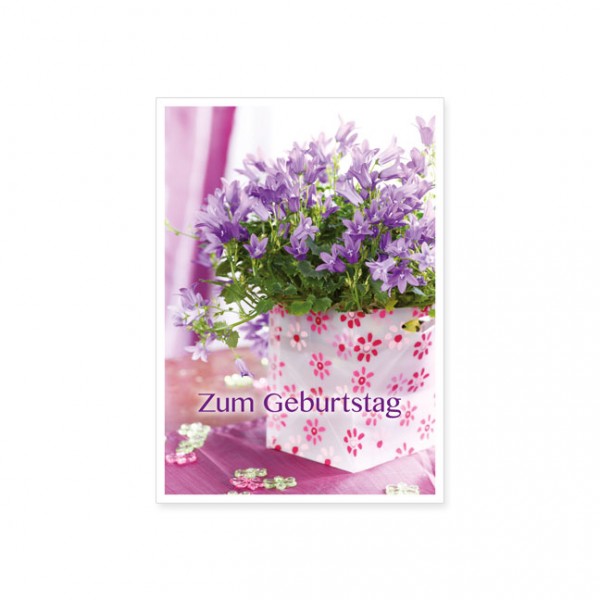Postkarte "Zum Geburtstag mit Glockenblumen"