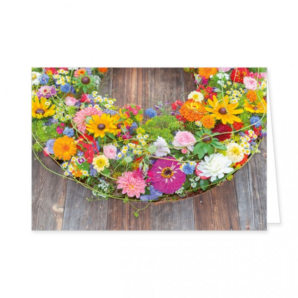 Doppelkarte "Kranz mit Sommerblumen"