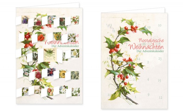 Adventskalenderdoppelkarte 'Nostalgische Weihnachten Blumen'